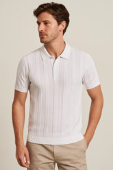 White Men's Textured Polo Shirt